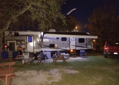 travel trailer at night